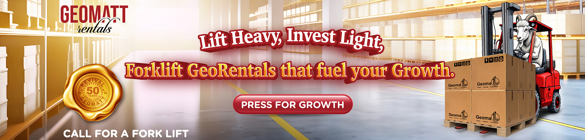 Red forklift lifting packages inside a warehouse 