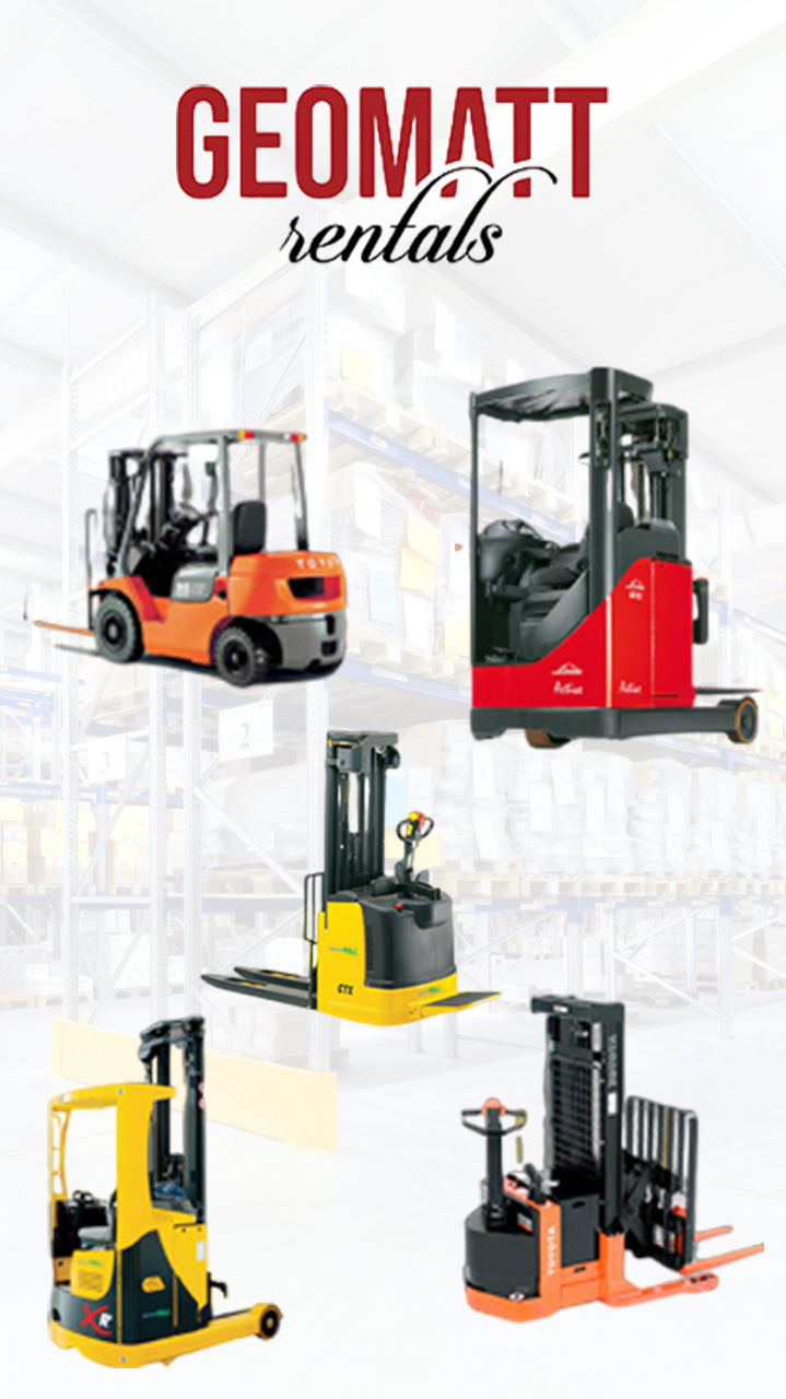 Mobility-optimized banner showing a forklift carrying cargo 